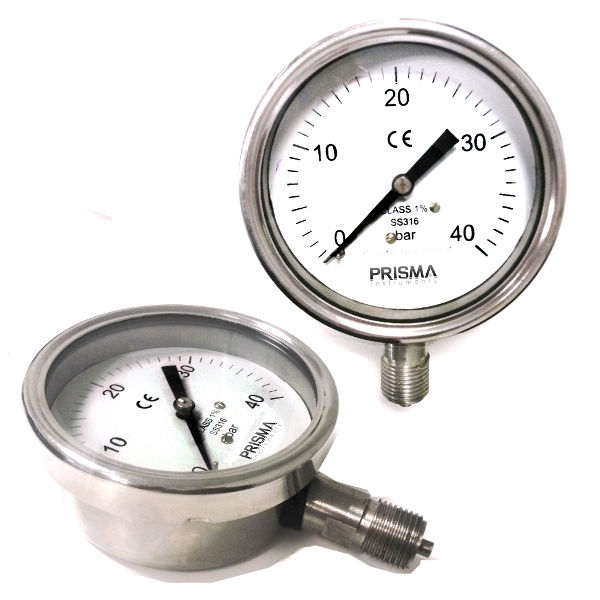 Manomètre à tube de Bourdon tout inox - 100 150 250 mm - Instruments de  mesure de pression industriels- Appareils de mesure et régulation - Prisma